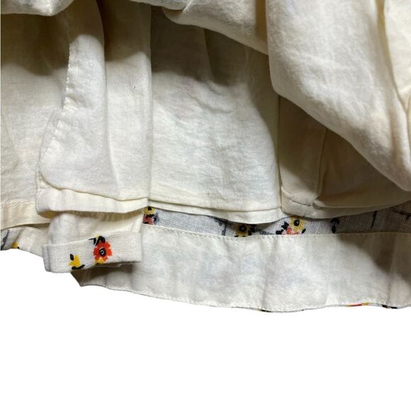 We The Free People Floral Button-Up Skirt Cream Size Medium - Picture 5 of 6